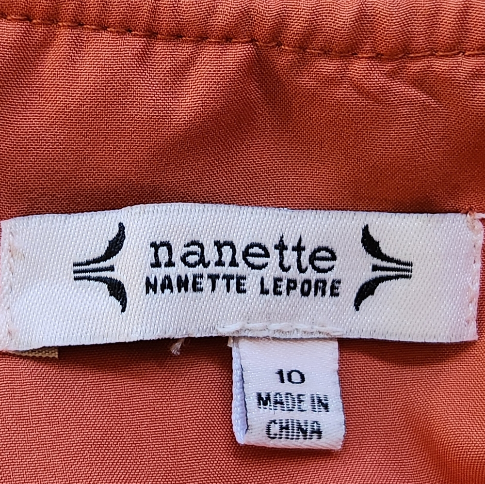 NANETTE LEPORE Dusky Orange Paisley Print Shift Dress - Size 10 - Picture 14 of 16